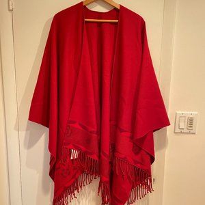 embroidered long red shawl